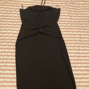 Black sleeveless corset back dress
